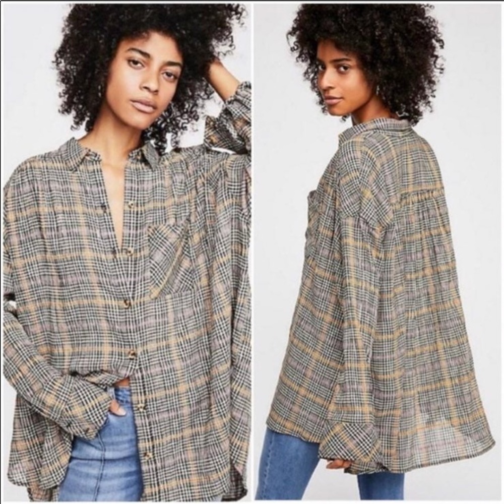 Free People Break My Stride Plaid Shirt